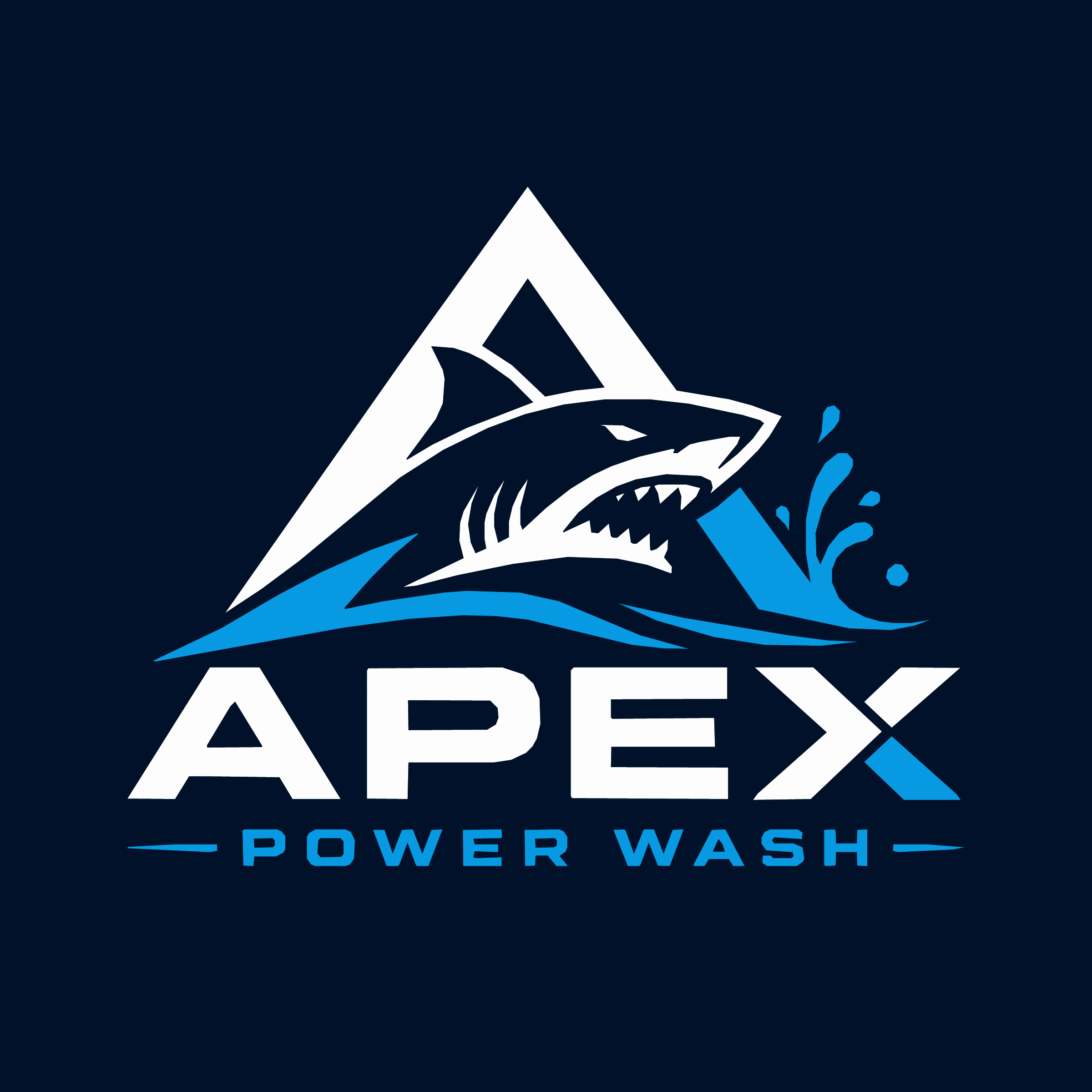 Apex Power Wash logo — shark and wave emblem